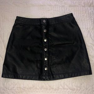 Faux leather button up skirt